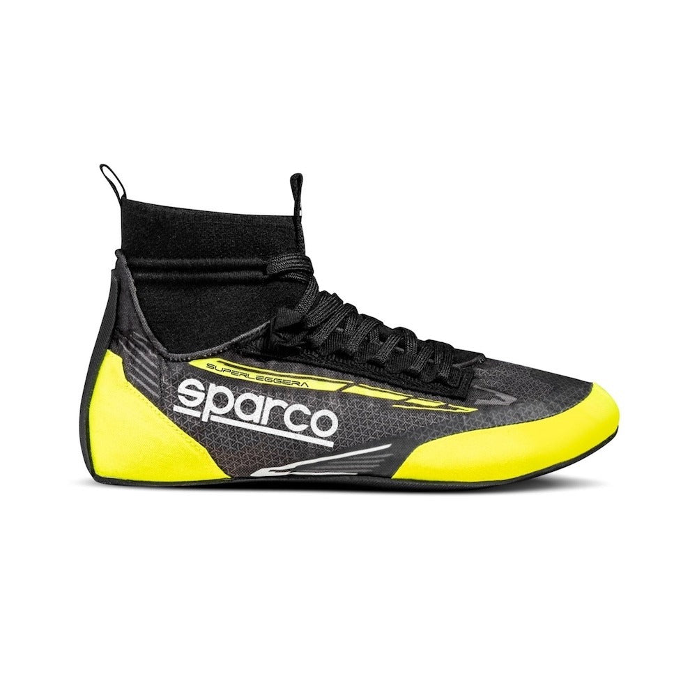 Sparco Superleggera Racing Shoes showcasing sleek design and advanced materials, ideal for motorsport enthusiasts.