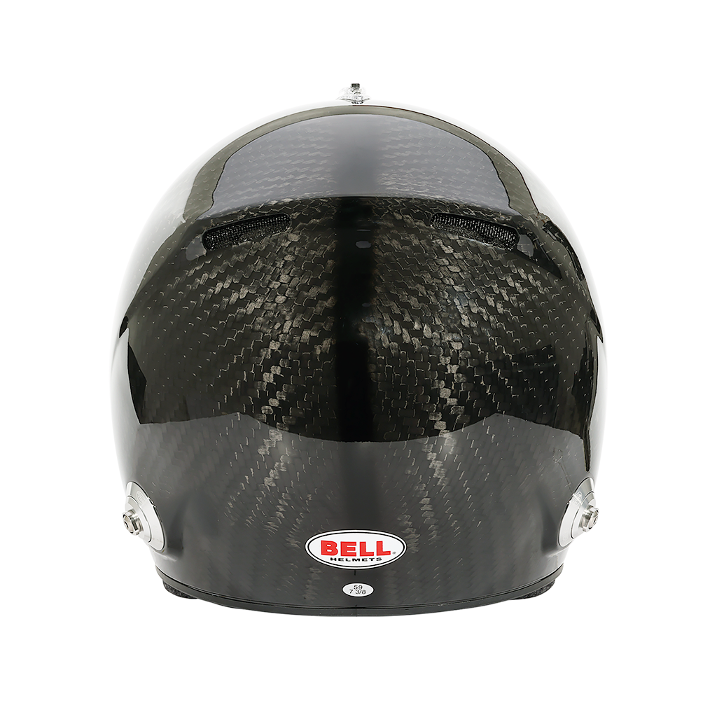 Track day driver wearing Bell XR7 Carbon SA2025 FIA-approved racing helmet