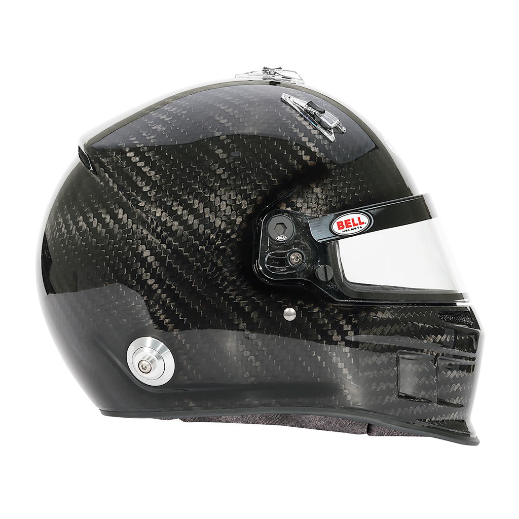 Snell SA2025 Bell XR7 Carbon racing helmet with aerodynamic spoiler rear view
