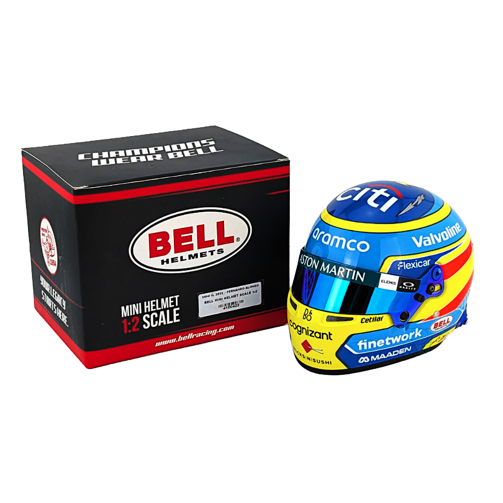 Bell HP77 Fernando Alonso 1:2 Scale F1 Mini Helmet | Aston Martin 2025 F1 Season