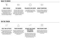Thumbnail for Garmin Catalyst 2 Racetrack Driving Performance Optimizer Image feature list for a device with text and icons on a white background