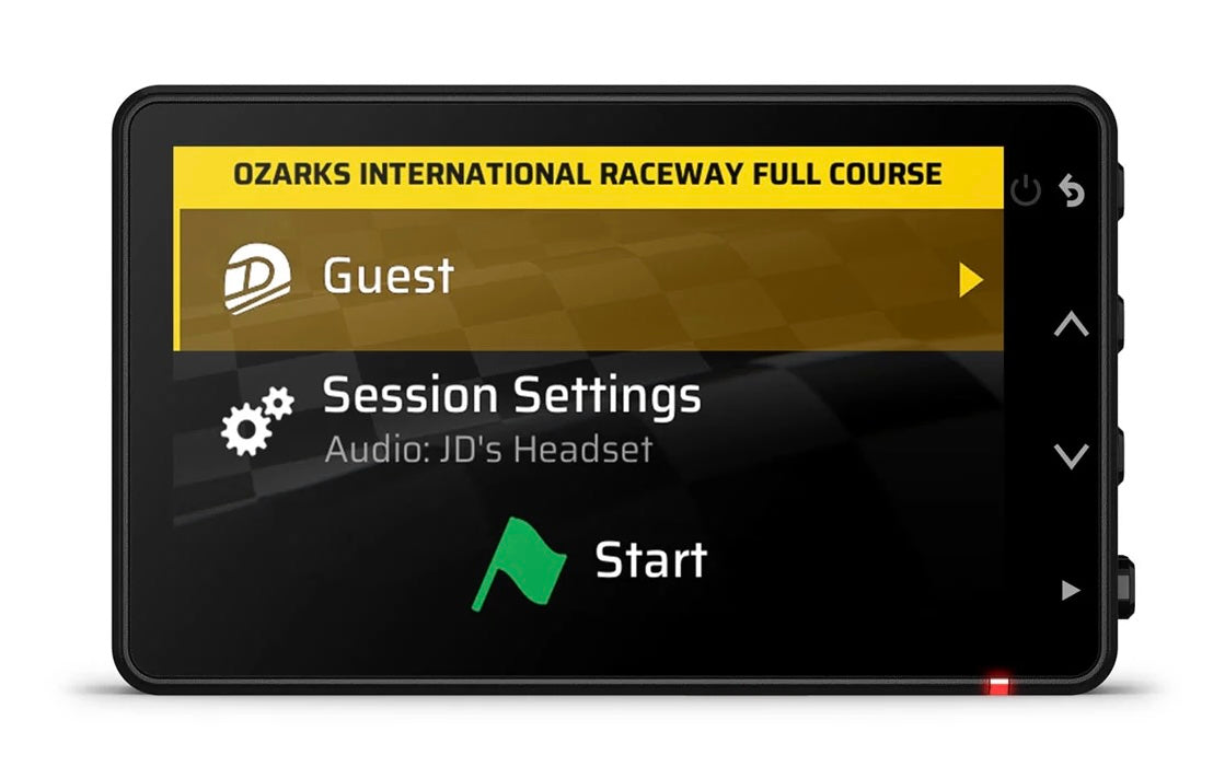 Garmin Catalyst 2 Racetrack Driving Performance Optimizer Screen Image raceway settings on a white background