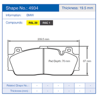 Thumbnail for Pagid Racing Brake Pads No. 4934 (Front)