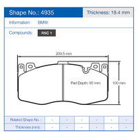 Thumbnail for Pagid Racing Brake Pads No. 4935 (Front)