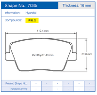 Thumbnail for Pagid Racing Brake Pads No. 7035 (Rear)