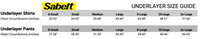Thumbnail for Sabelt underlayer size guide with shirt and pants measurements.