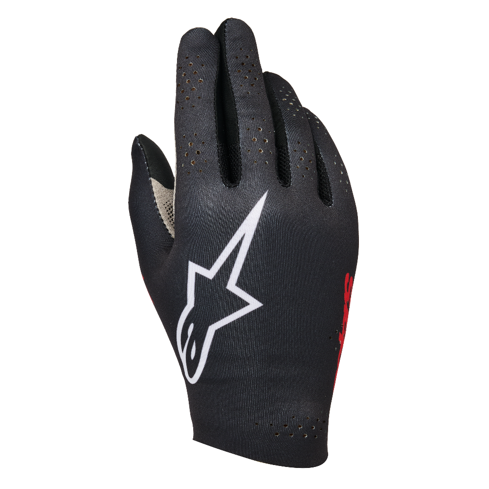 Alpinestars SIM Gloves Graphic 1 Black Red Tangerine White front view