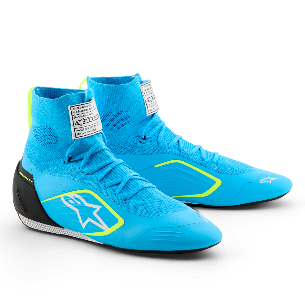 Alpinestars Supertech K Shoes blue yellow front angle view image