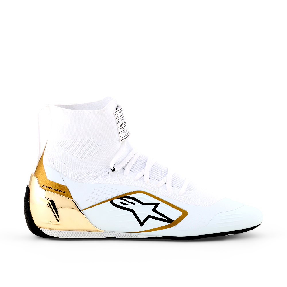Alpinestars Supertech K shoes white and gold right side view