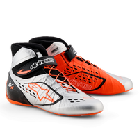 Thumbnail for Alpinestars Tech-1 KX v3 karting shoes in white orange and black front angle view