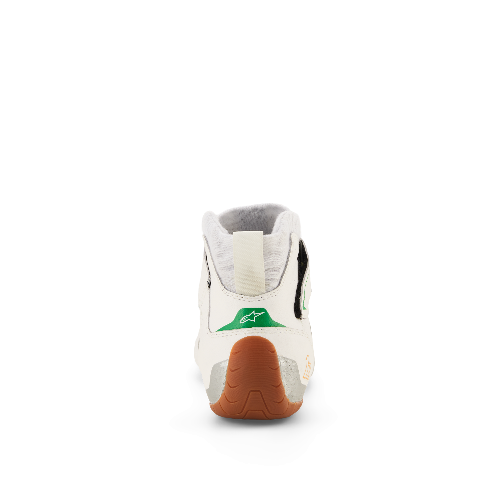 Alpinestars Tech-1 Z v3 racing shoes white green fluo rear heel view