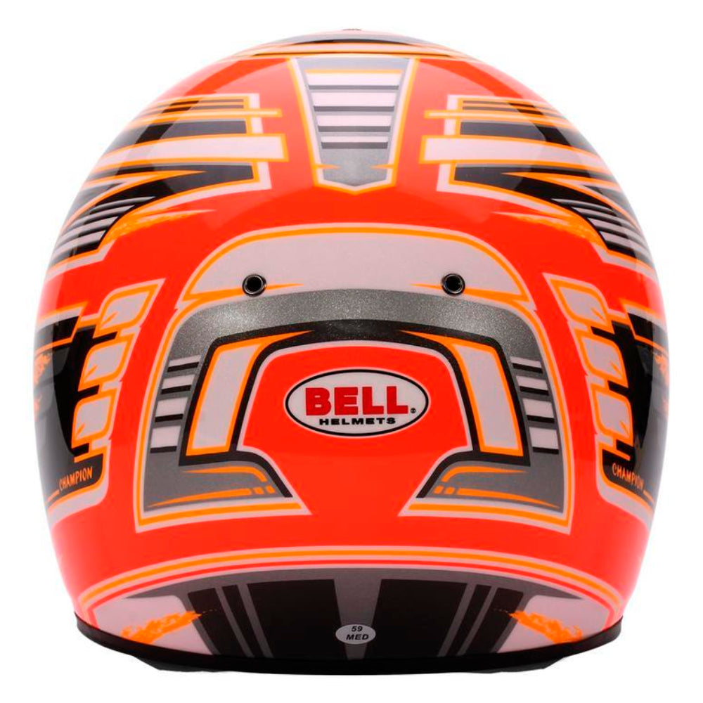 Bell KC7 CMR Champion Pro Series karting helmet rear view highlighting aerodynamic rear design and vents
