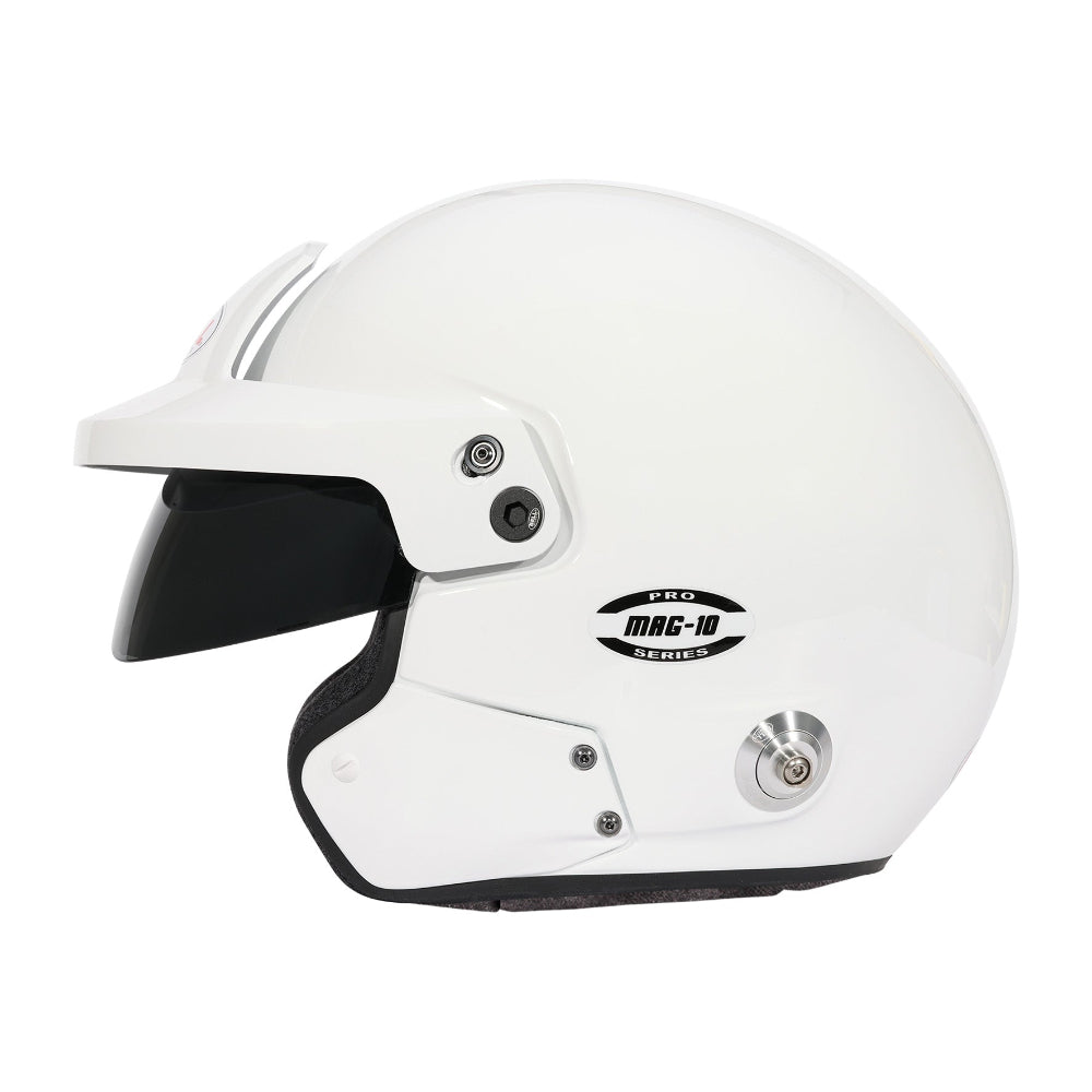 Bell Mag-10 Pro white helmet left side profile