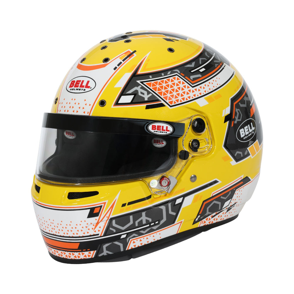 Bell RS7-K Stamina Anthracite Yellow Karting Helmet left side profile