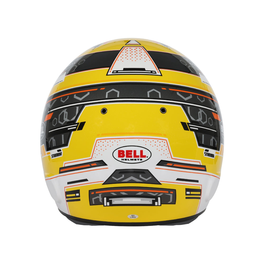 Bell RS7-K Stamina Anthracite Yellow Karting Helmet rear view