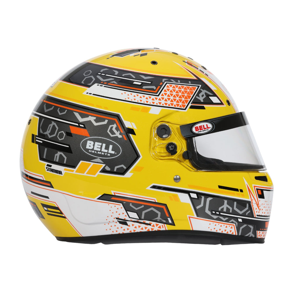 Bell RS7-K Stamina Anthracite Yellow Karting Helmet right side profile
