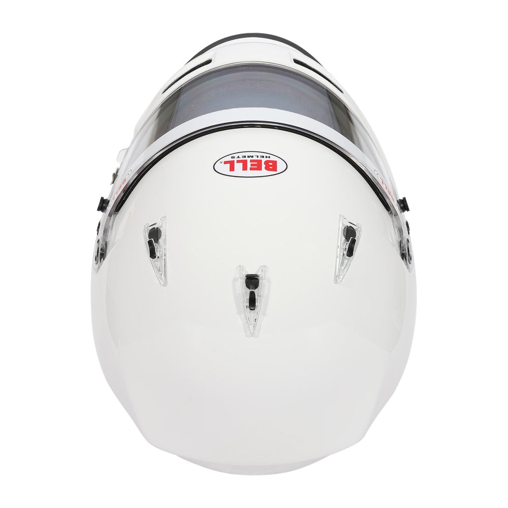Bell XR7 Pro white auto racing helmet, top view showing upper vents -image