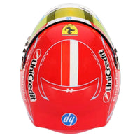 Thumbnail for Charles Leclerc 2026 F1 mini helmet top view showing Ferrari red crown graphics and sponsor logos