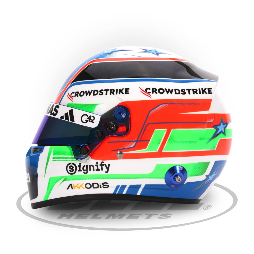 Kimi Antonelli 2025 F1 Bell mini helmet right side profile showing tricolore graphics image