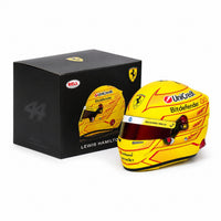 Thumbnail for Lewis Hamilton 2026 F1 Bell 1:2 scale mini helmet with collectible box on white background