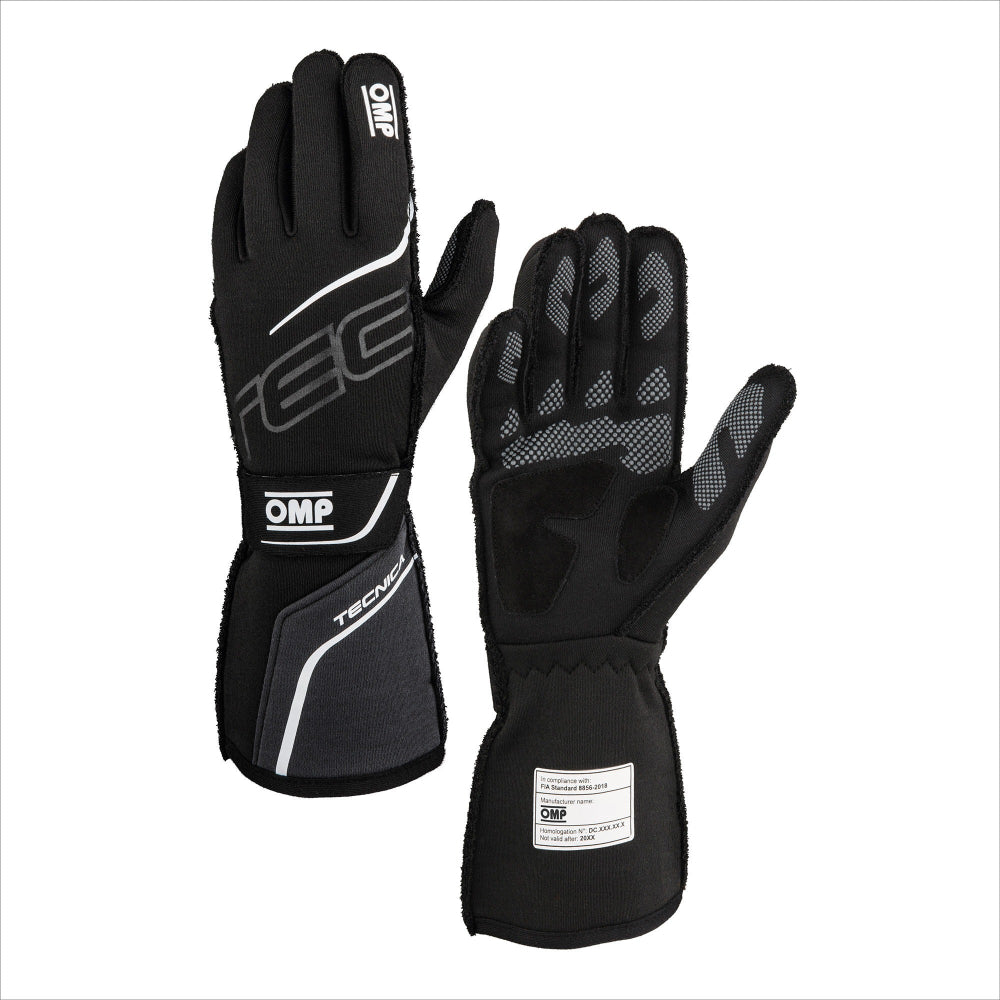OMP Tecnica racing gloves black FIA 8856-2018 fire resistant