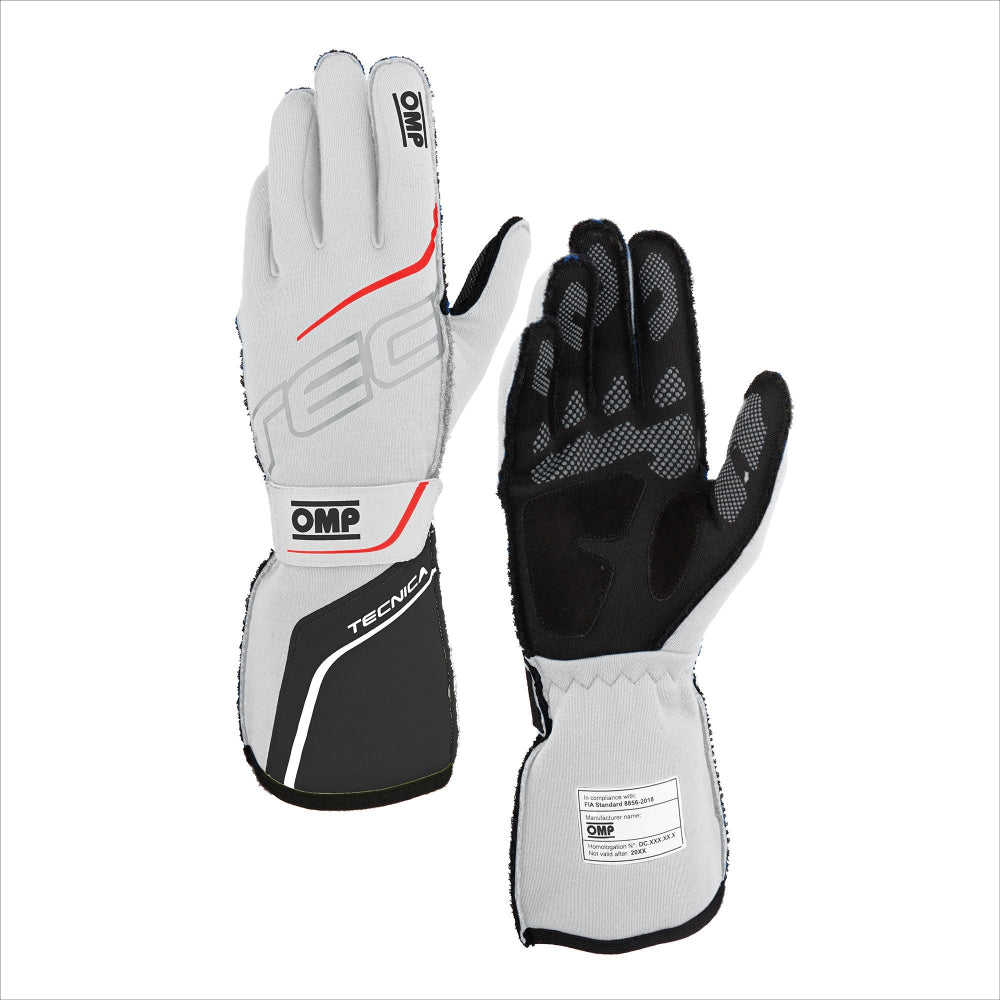 OMP Tecnica racing gloves white FIA 8856-2018 breathable fireproof design