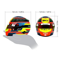 Thumbnail for Oscar Piastri 2026 F1 mini helmet dimensions showing 1:2 scale size measurements