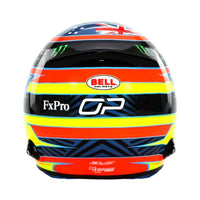 Thumbnail for Oscar Piastri 2026 F1 mini helmet rear view with OP logo, Bell branding, and bold racing stripes