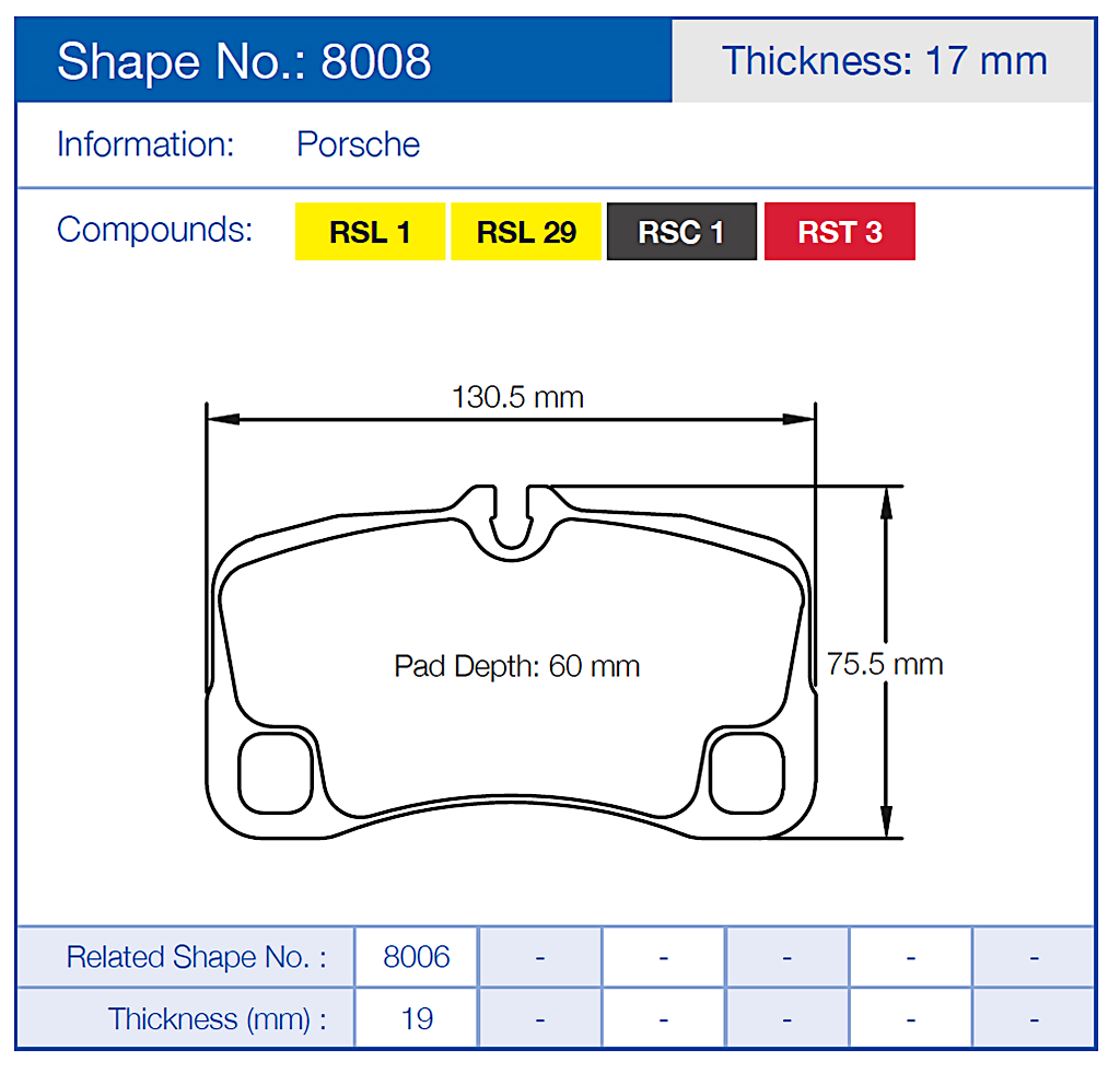 Pagid Racing Brake Pads No.8008 (Rear)