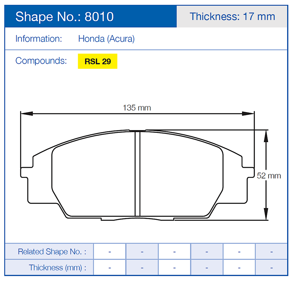 Pagid Racing Brake Pads No.8010 (Front)