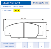 Thumbnail for Pagid Racing Brake Pads No.8010 (Front)
