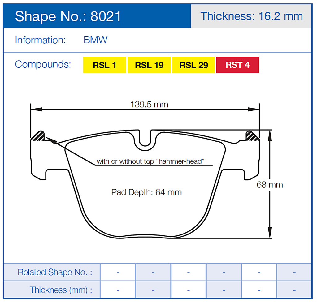 Pagid Racing Brake Pads No. 8021 (Rear)
