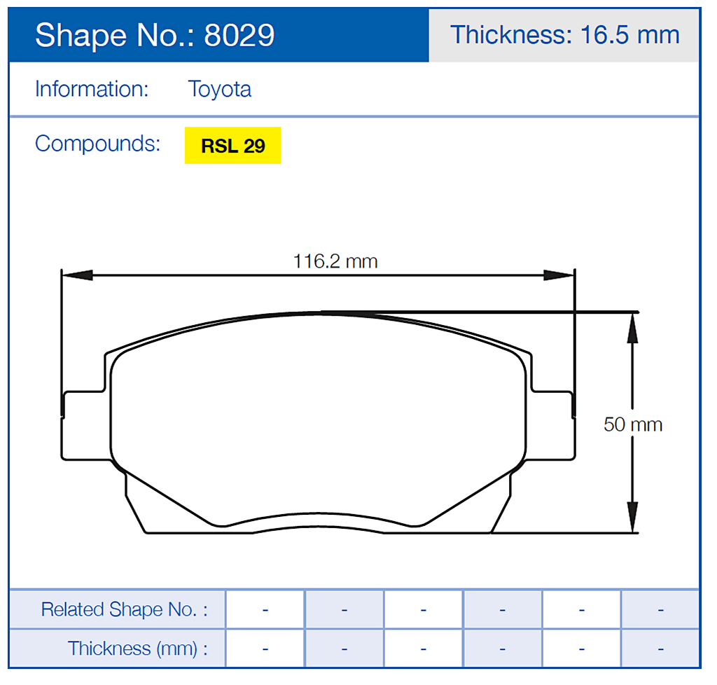 Pagid Racing Brake Pads No. 8029 (Front)