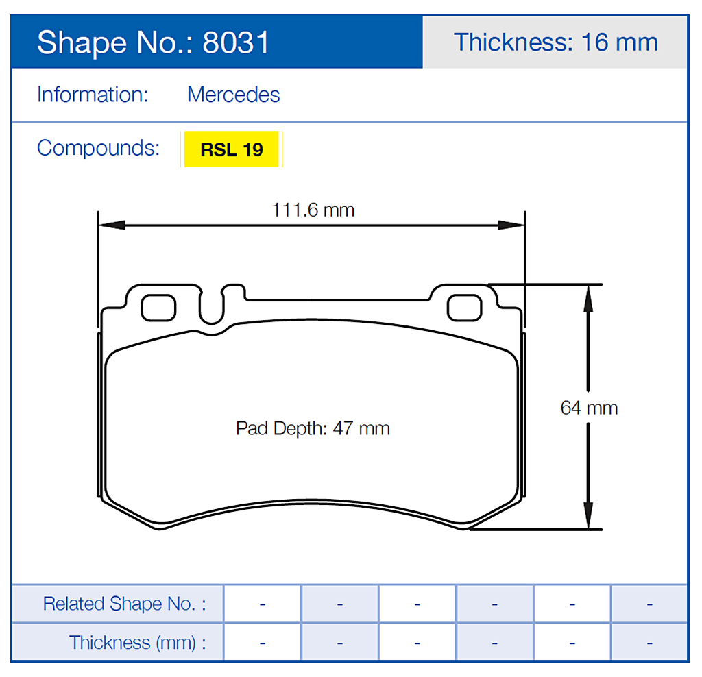 Pagid Racing Brake Pads No. 8031 (Rear)
