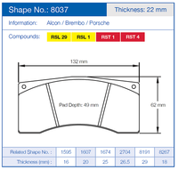 Thumbnail for Pagid Racing Brake Pads No. 8037 (Rear)