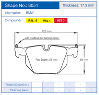 Thumbnail for Pagid Racing Brake Pads No. 8051 (Rear)