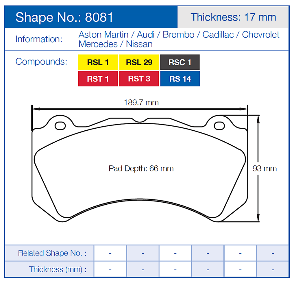 Pagid Racing Brake Pads 8081 (Front)