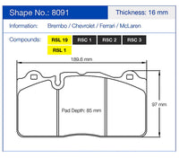 Thumbnail for Pagid Racing Brake Pads 8091 (Front)