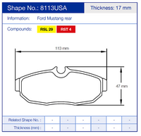 Thumbnail for Pagid Racing Brake Pads No. 8113 (Rear)