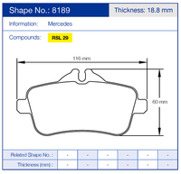 Thumbnail for Pagid Racing Brake Pads No. 8189 (Rear)