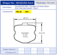 Thumbnail for Pagid Racing Brake Pads No. 8240 USA (Front)