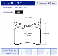 Thumbnail for Pagid Racing Brake Pads No. 8270 (Rear) | Ceramic Brakes