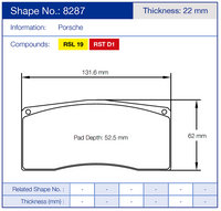 Thumbnail for Pagid Racing Brake Pads No. 8287 (Rear)
