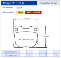 Thumbnail for Pagid Racing Brake Pads No. 8300 (Rear)