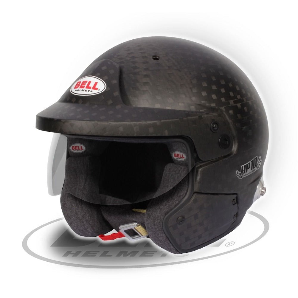 "Bell HP6-10 helmet showcasing advanced safety features, perfect for motorsports enthusiasts."