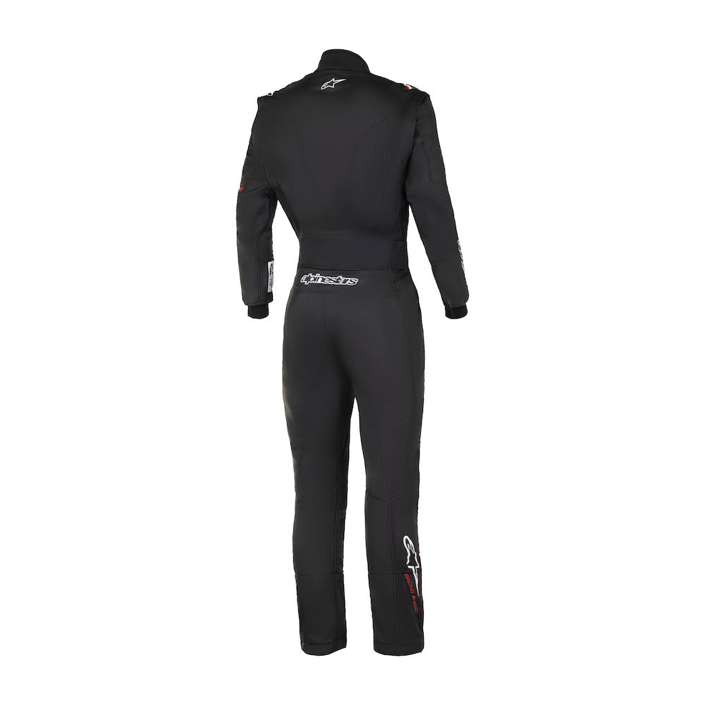 Alpinestars GP Tech v4 Driver Suit SFI Bootcut laid out, displaying its full-length design and features for motorsports safety.