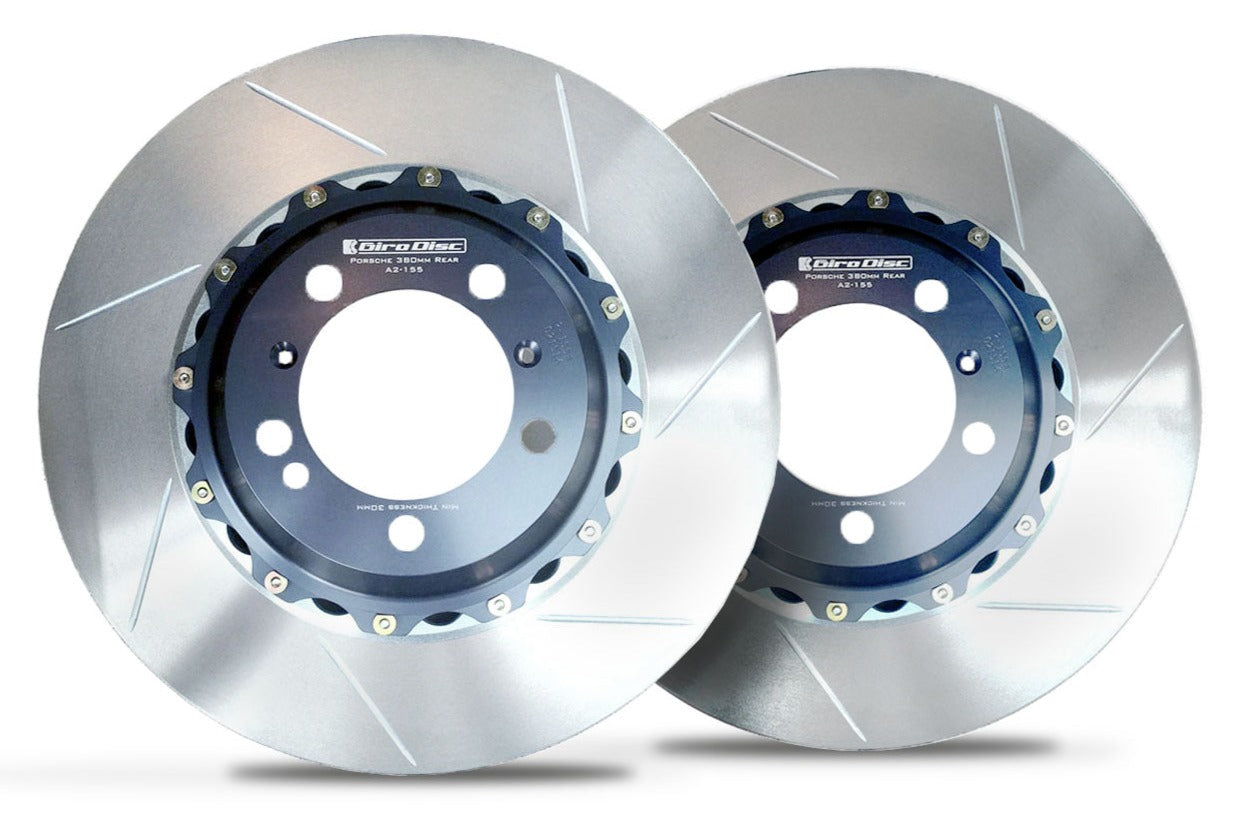 Girodisc A2-155 racing brake rotors for the Porsche Cayman GT4 are a must for track days, HPDE, time trials.