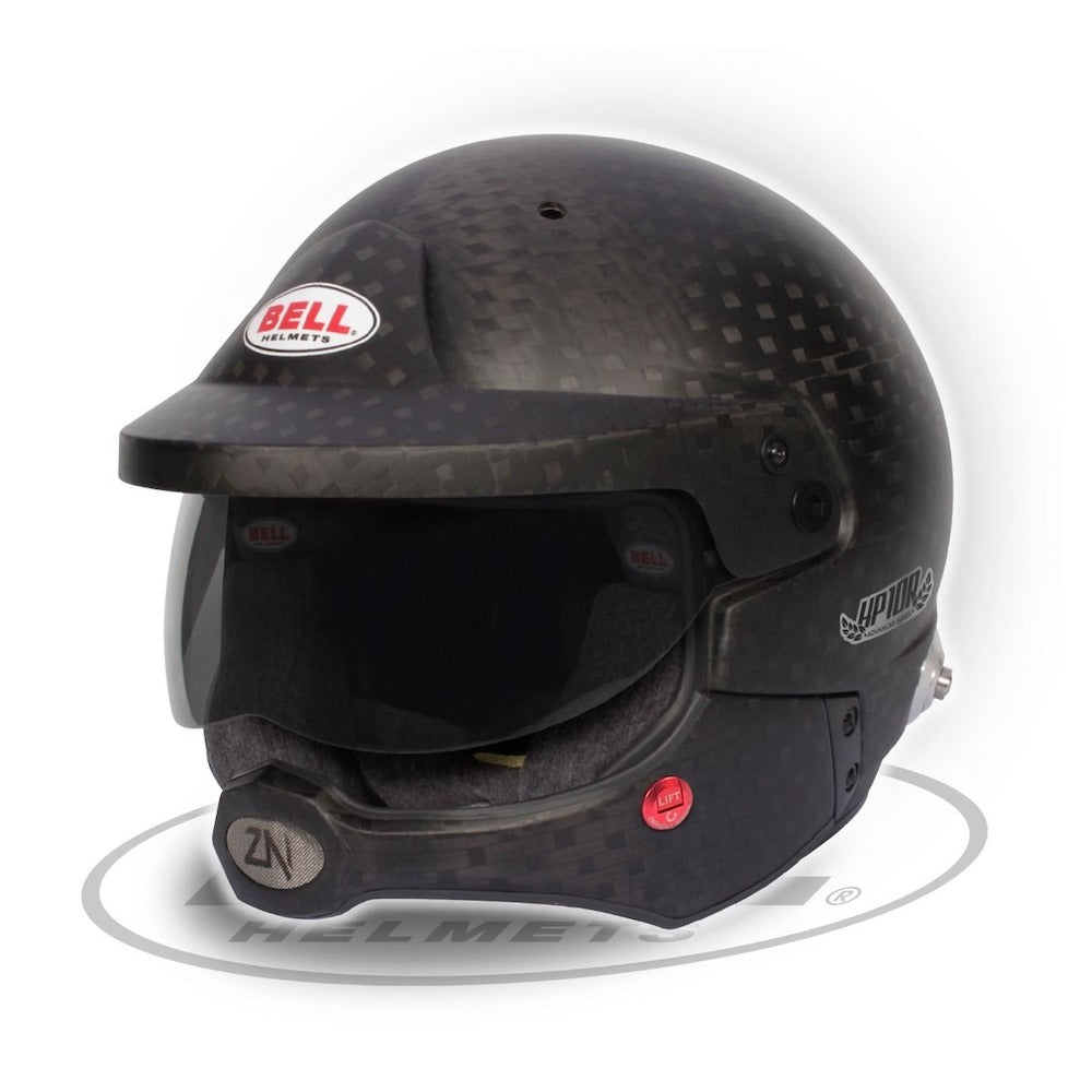 Advanced Bell HP10 Rally Helmet with ultra-lightweight carbon shell, perfect for rally drivers prioritizing performance and safety."
