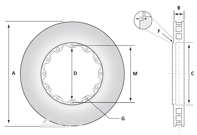 PFC Porsche 991 GT3 Cup - GT4 Clubsport Front Replacement Slotted Disc
